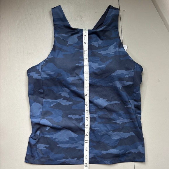EUC Athleta Lightning Support Tank Camo Lux Navy M Yoga Lift Run Pilates Climb - Picture 5 of 6